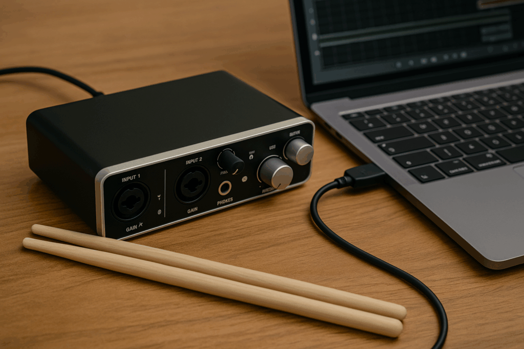 interfaccia audio USB collegata a laptop